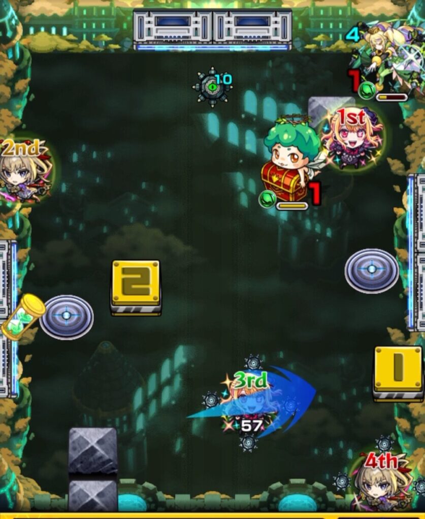 爆絶EXヴァルハラ ステージ1の敵配置とギミックの様子
