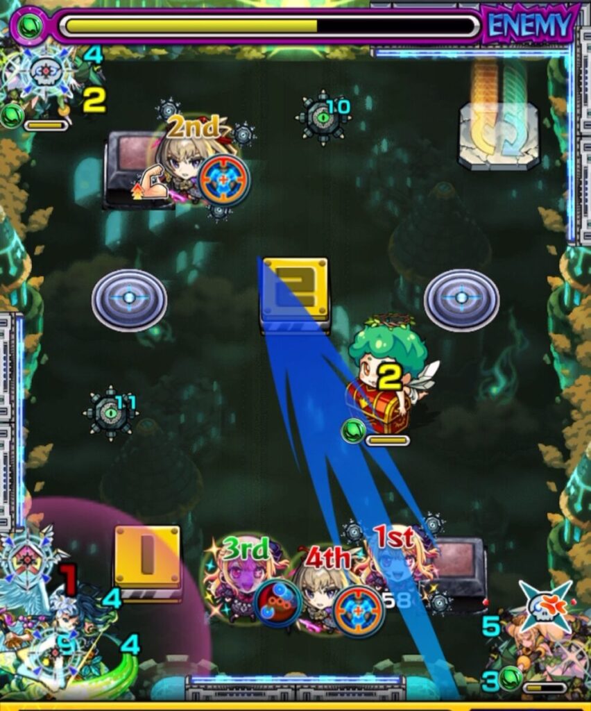 爆絶EXヴァルハラ ステージ4の敵配置とギミックの様子