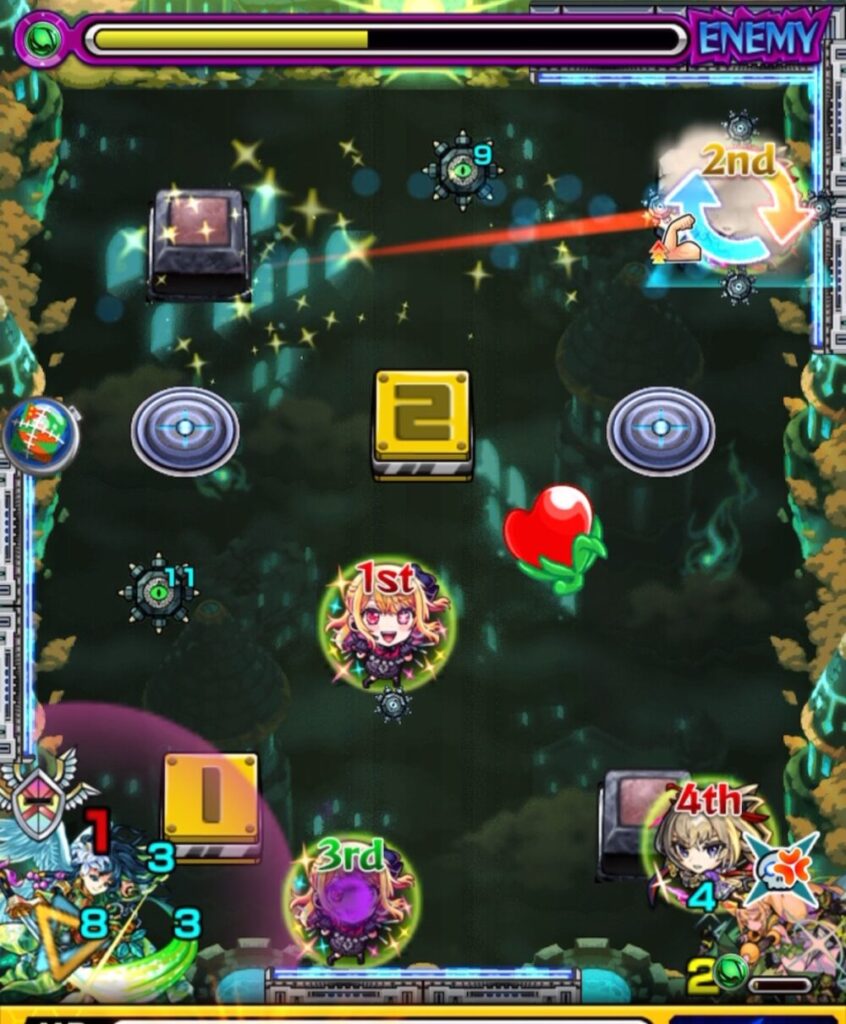 爆絶EXヴァルハラ ステージ4の敵配置とギミックの様子