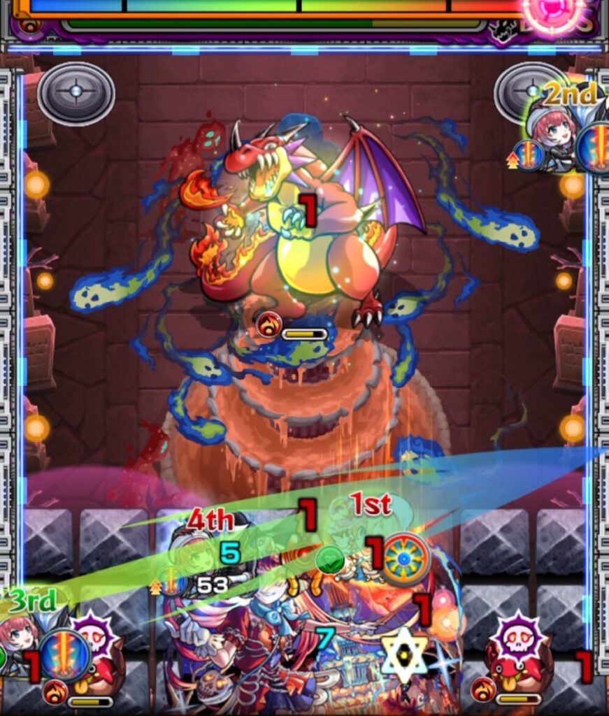 ボスステージ2でクロスドクロ雑魚の同時処理によるボス移動の仕組みを説明した画像