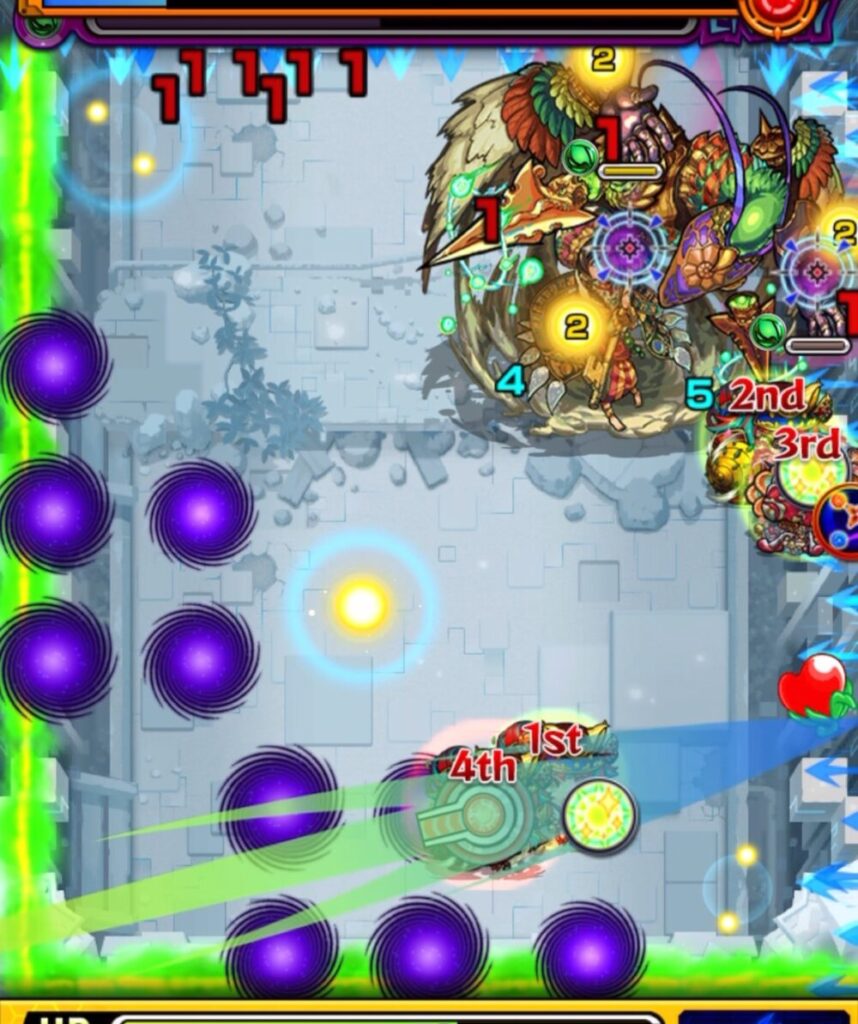ステージ2の6手目、大きなフォトンをシャンバラに付与し、さらにシャンバラの手も防御ダウンに成功して大ダメージを与えた場面のスクリーンショット。