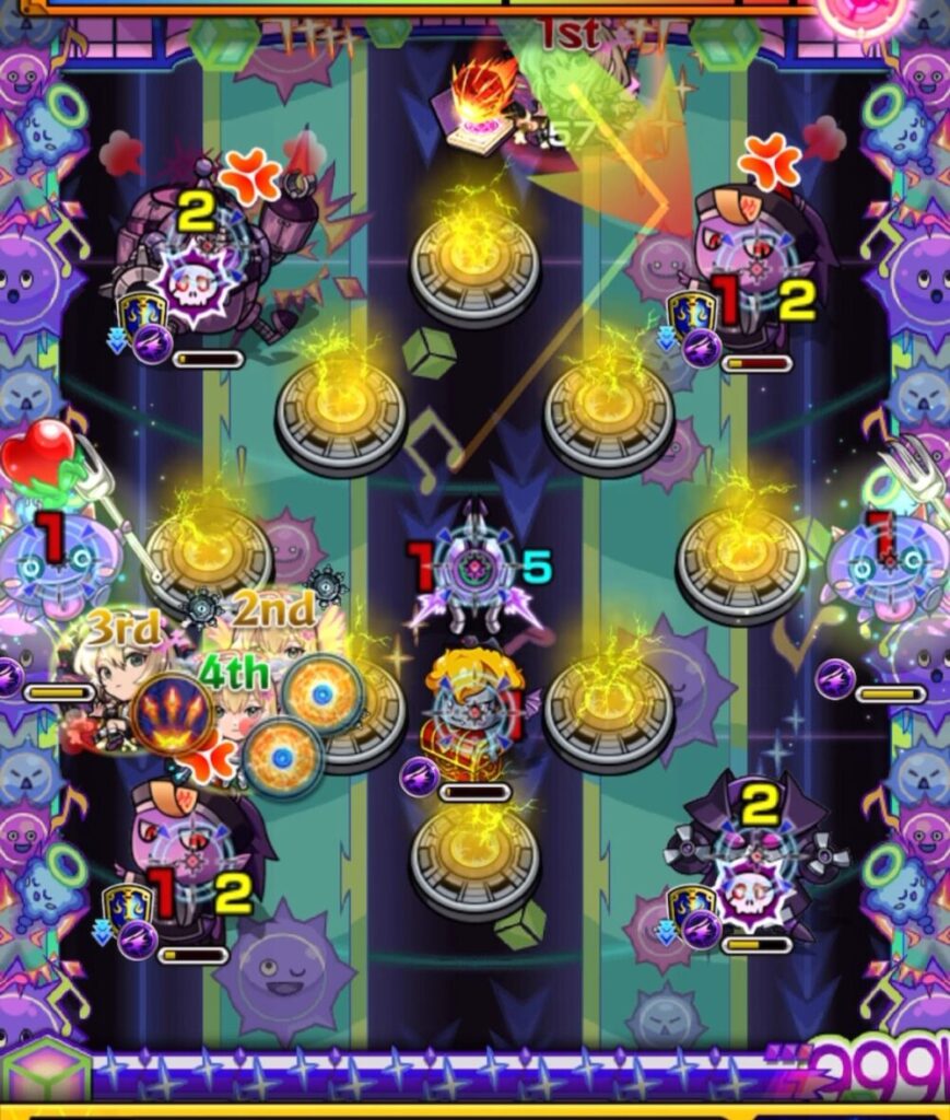 ステージ2の3手目、魔導書を拾って敵を気絶させ、攻撃で全処理に成功した場面のスクリーンショット