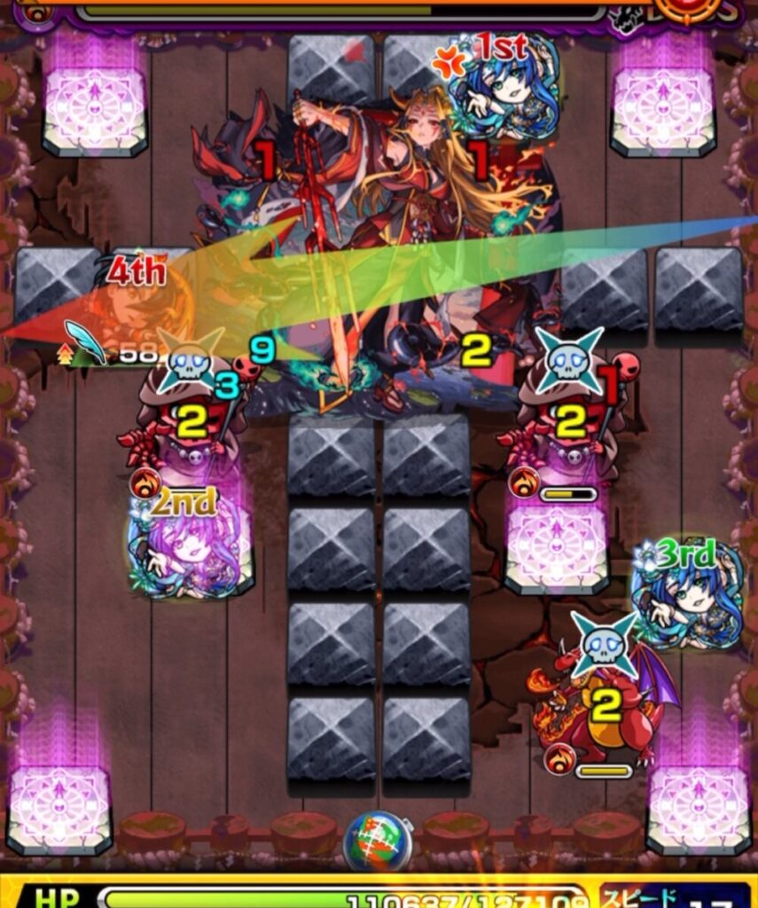 ボスステージ3の3手目。ゾンビを攻撃してダメージを与えているシーン。