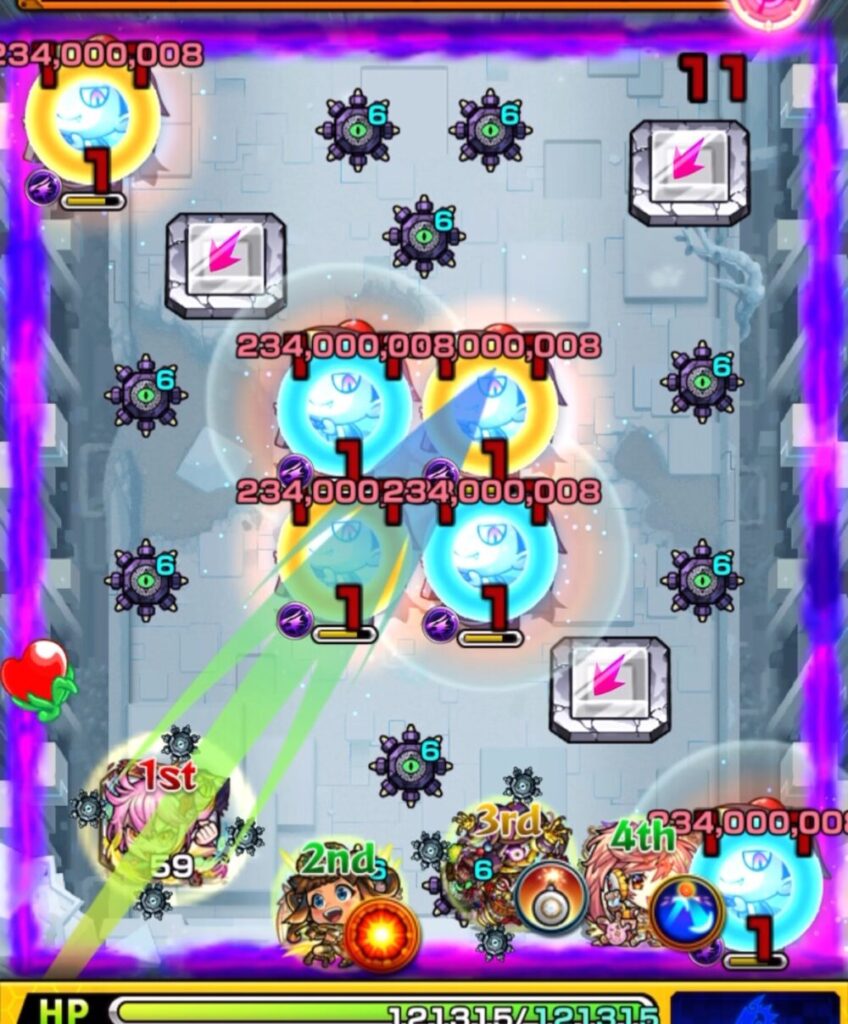 ゲキリンが赤ゾンビ2体にふれて減速しつつ停止し、ダメージウォール事故を防いだ初手のシーン。