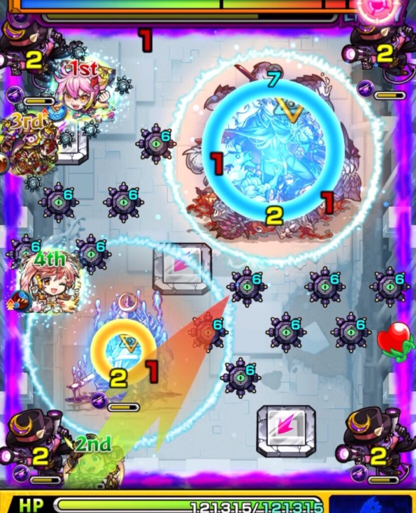 ラーがムラマサを経由してランチャーパネルを配置し、ガンマンを処理。次ターンに備えてルートと防御ダウンの準備を整えたシーン。