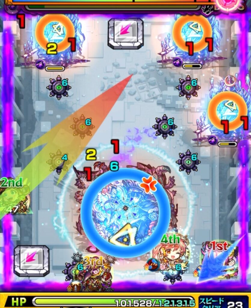 ラーがマサムネ経由でパネルを踏みボスへ攻撃。続くゲキリンがボス経由でムラマサを処理し、連携でボスを撃破してステージを突破したシーン。