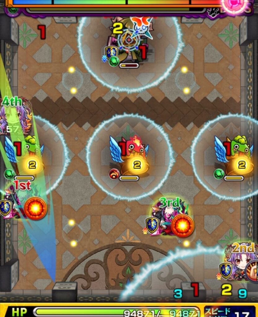 覇者の塔33階（3rdシーズン）ボスステージ3の2手目。はやリンにフォトンを付与しながらゾンビの弱点を攻撃して撃破。クロスドクロが発動し、中央にボスが出現する場面。