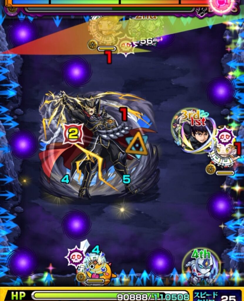 覇王十代【超究極】ボスステージ1の6手目。次ターンの三途SSに備えるため、天使のみを処理して盤面を整えている場面。