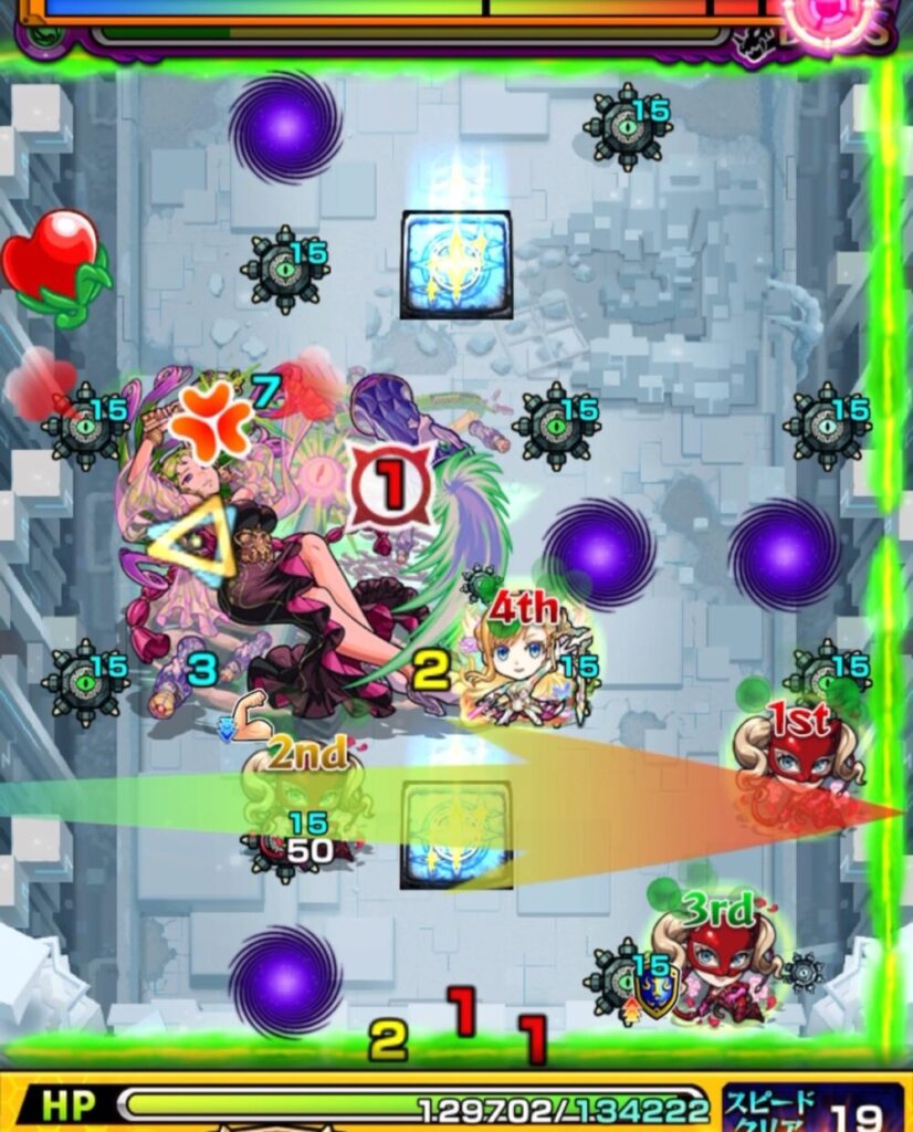 破界の星墓・パライソの星墓のボスステージ2。3手目で残りわずかなボスHPを、パンサーの友情攻撃で確実に削り切ろうとしている場面のスクリーンショット。