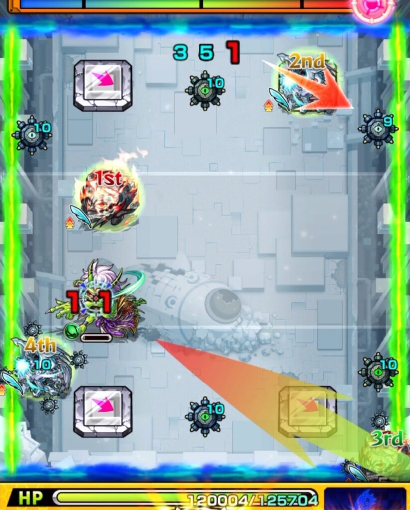 破界の星墓・アラミタマの星墓ステージ4。
蘇生ターンが残り1の木属性鬼を、オカルンが確実に処理してステージ突破に成功した場面。