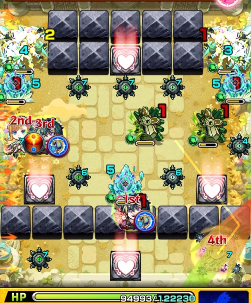 ステージ1・4手目。ホミ吸ペアのあいだに挟まり、同時処理に成功したシーン