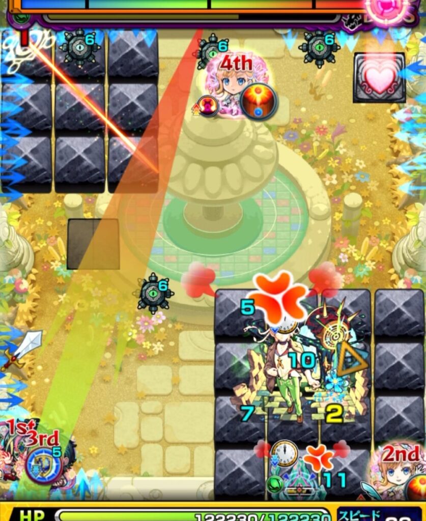 防御ダウンセンサーに触れた後、バリア破壊から殴り+友情で大ダメージを与えてボスを撃破する瞬間のスクリーンショット