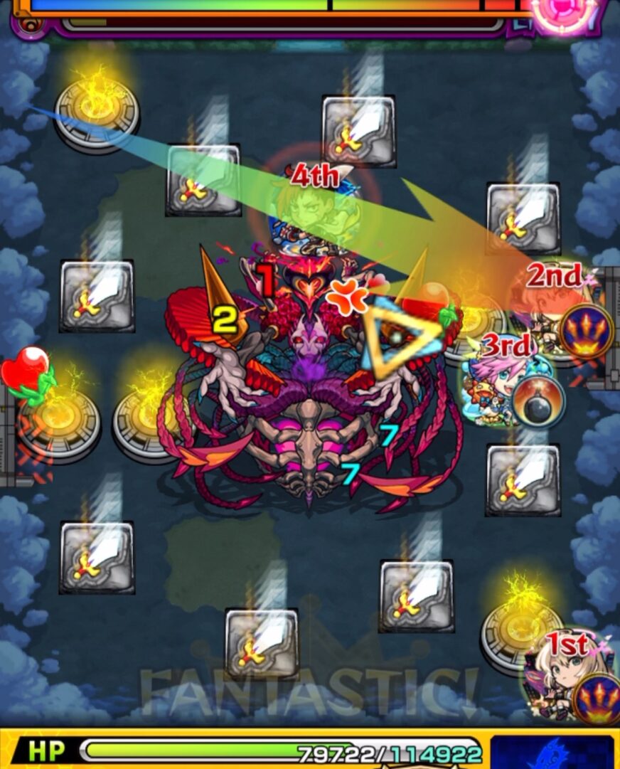 ステージ3の3手目で剣パネルを踏まずにベクトルウォール経由でシュリンガーラの弱点を攻撃するも、火力不足でほとんどダメージを与えられなかった場面