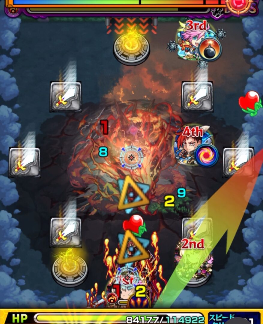 ボスステージ3の3手目で剣パネルを3個踏み、ベクトルウォール経由でムラマサの弱点を攻撃して処理に成功し、ボスが実体化した場面