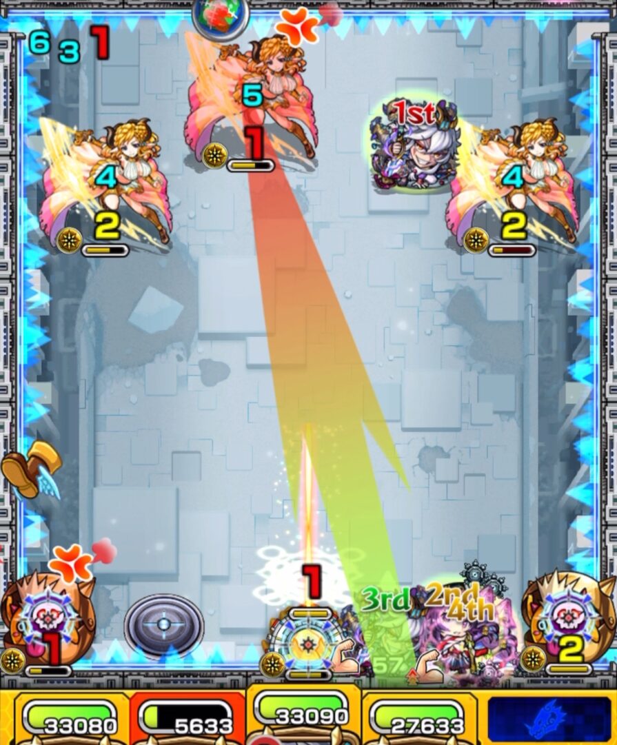 破界の星墓 ラブの星墓 ステージ1の3手目でリンネ編成を使い、ハトホルを経由してかちリンを処理しつつ友情コンボでハトホルにダメージを与える立ち回り
