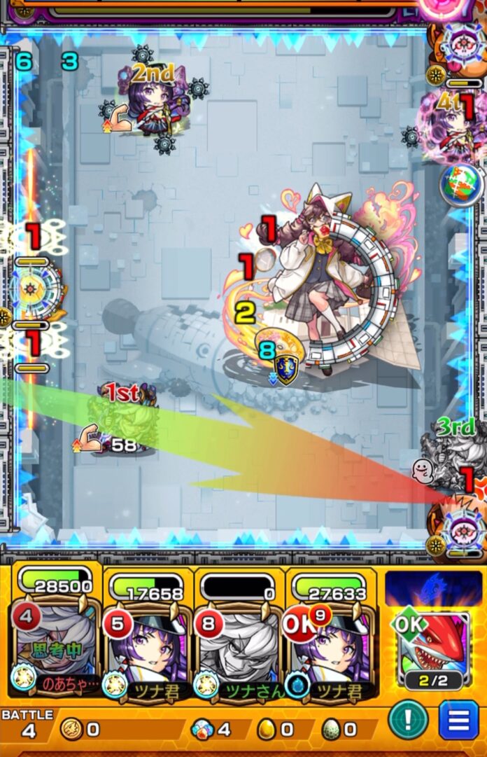 破界の星墓 ラブの星墓 ステージ4の3手目でリンネ編成を使用し、かちリン処理とセンサーによる攻撃力アップを同時に行う立ち回り解説
