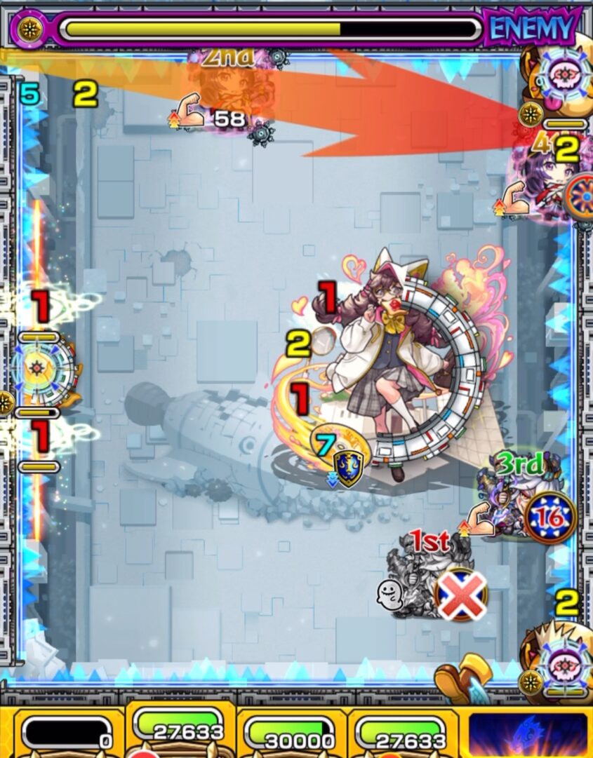 破界の星墓 ラブの星墓 ステージ4の4手目でリンネ編成を使用し、かちリン処理後に4Pリンネの友情コンボで中ボスを攻撃する狙いだったが、リンネに触れられず友情を発動できなかった失敗例の立ち回り解説
