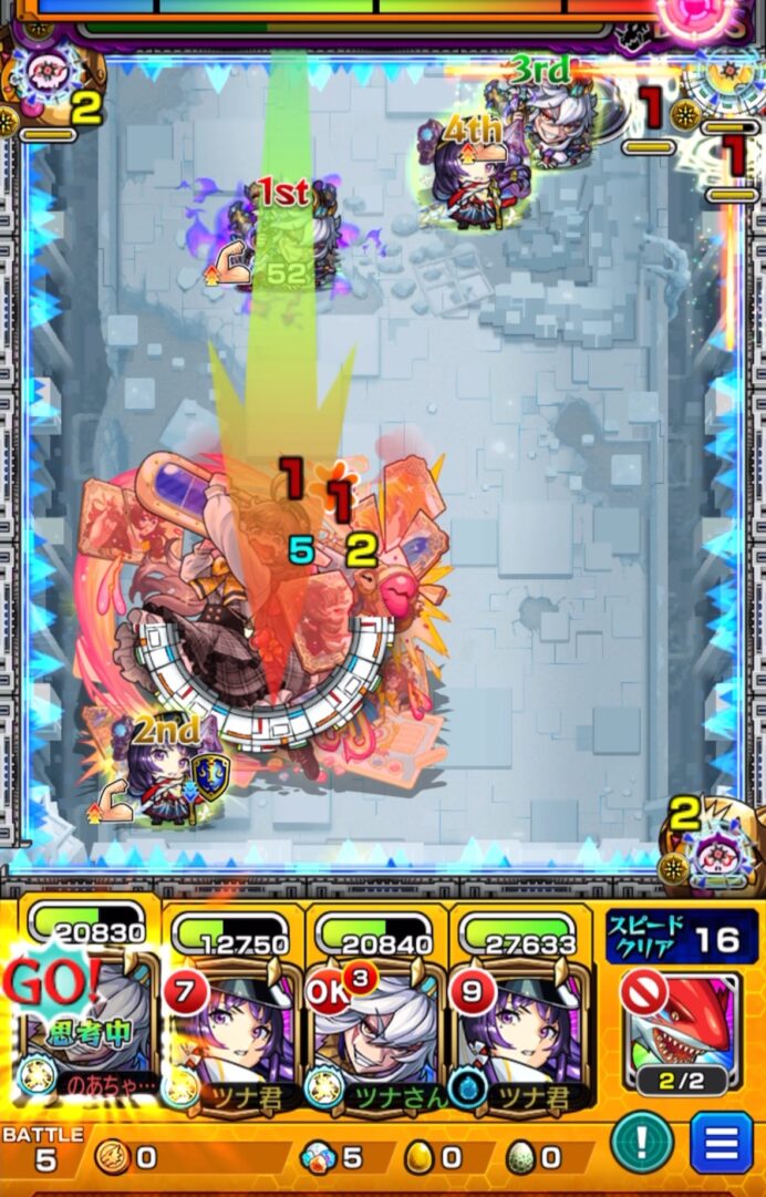 破界の星墓 ラブの星墓 ボス1の6手目でリンネ編成を使用し、司馬昭の配置を活かしてストライクショットを発動し、ボスにダメージを与えながら左側のかちリンを同時に処理する立ち回り解説
