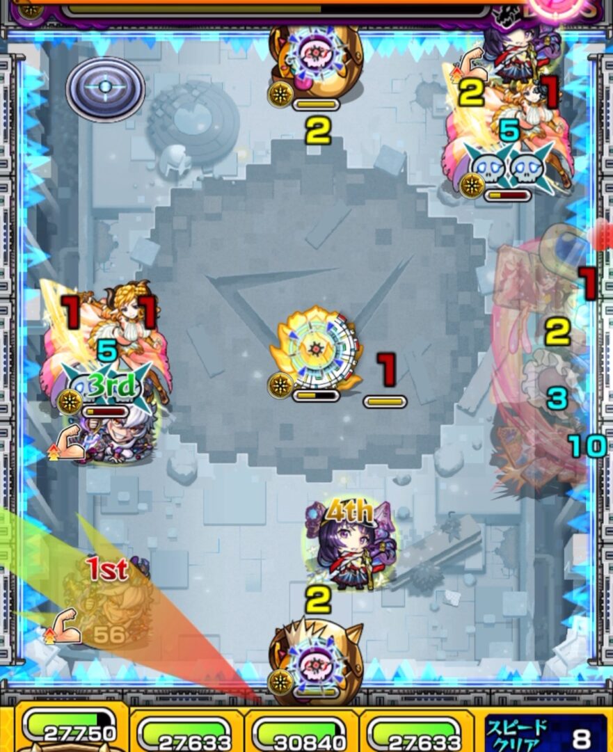 破界の星墓 ラブの星墓 ボス2の2手目でリンネ編成を使用し、かちリン反射を活かして左側のハトホルにダメージを与え、1体処理する立ち回り解説
