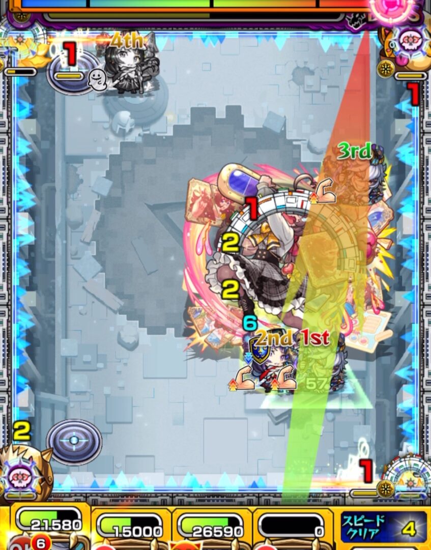 破界の星墓 ラブの星墓 ボス2の7手目でリンネ編成を使用し、攻撃力ダウンまで残り1ターンの右上かちリンを優先して処理しながら、ボスにもダメージを与える立ち回り解説
