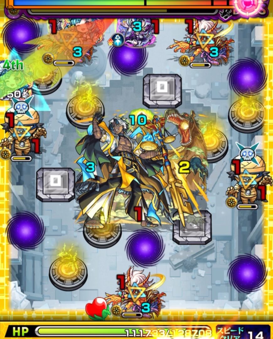 攻撃ルートが見えず位置調整を優先し、次の手番に備えたボスステージ3開幕の動き。