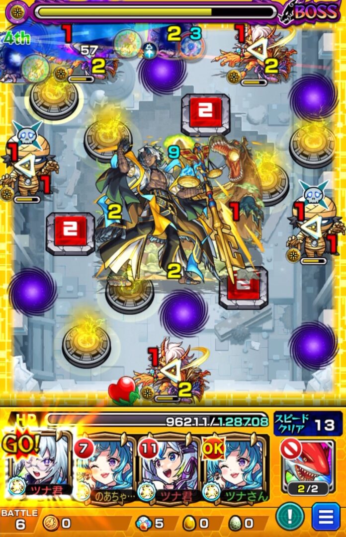 いろはのSSで攻撃力アップと感染ウィルス解除を行い、鬼とゾンビを同時処理した場面。