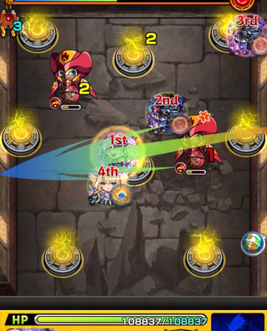 超究極「完璧な複製体」ゼンゼのステージ3にて、友情と直殴りで残ったハンシャインを処理しステージ突破となる3手目の立ち回りスクリーンショット
