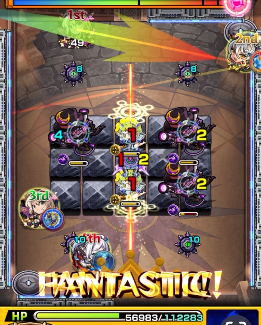 ステージ3の3手目。回復を優先しながら左壁とガンマンの間でカンカンし、ガンマンを処理した場面