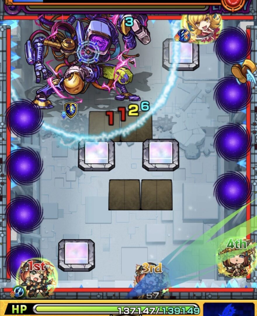 破界の星墓アポカリプスの星墓 ステージ2の2手目でPC-G3を4壁触れ直殴りで一手処理する立ち回り解説スクリーンショット