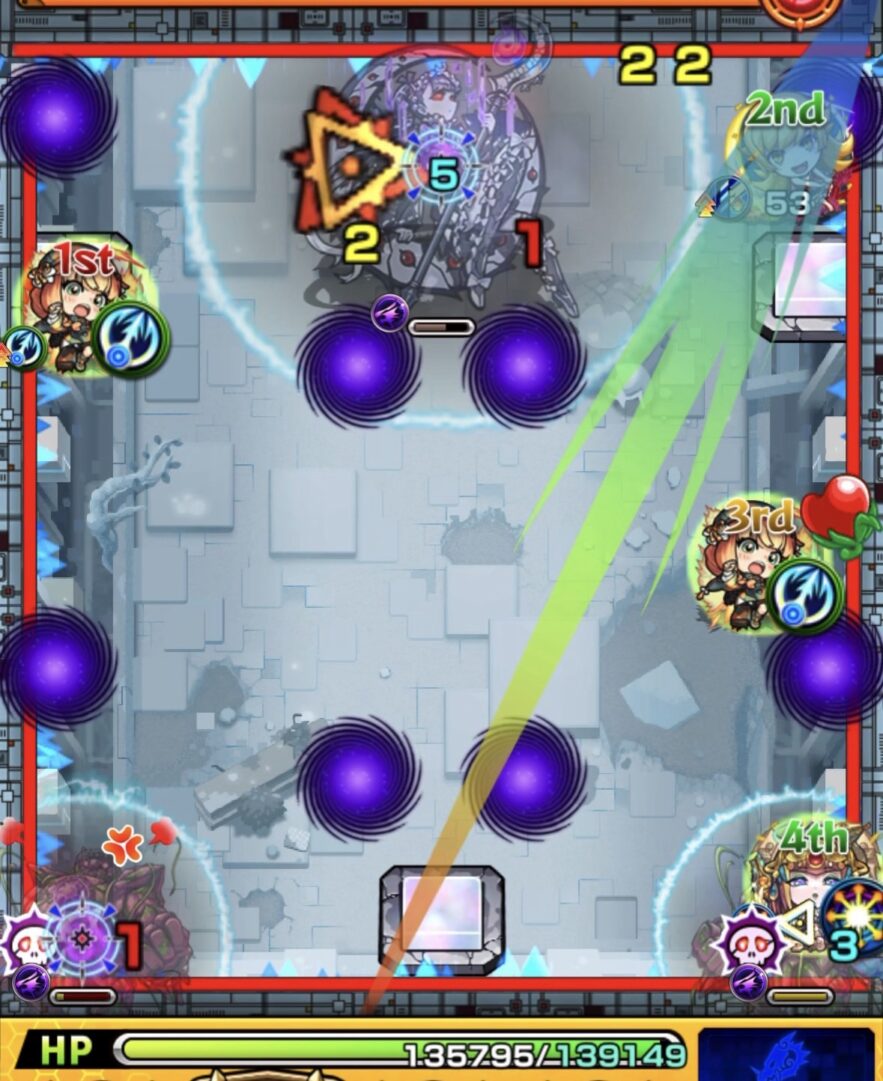 破界の星墓アポカリプスの星墓 ステージ3 右上からV字ルートで透過パネルを踏みツクヨミ零を処理する場面