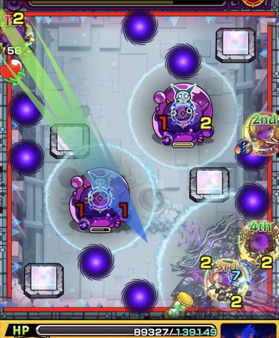 破界の星墓アポカリプスの星墓 ステージ4 透過パネルと4壁触れでぷよリンを同時処理する場面