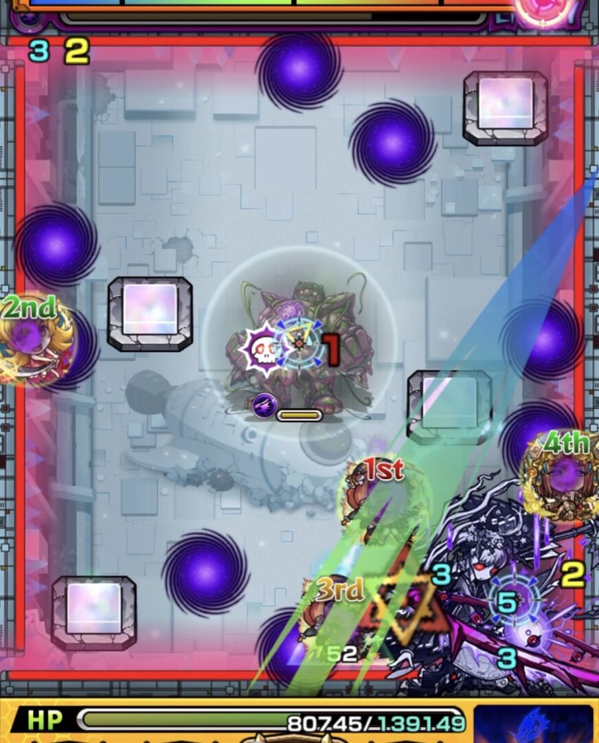 破界の星墓アポカリプスの星墓 ステージ4 ツクヨミ零の弱点を狙うが失敗し弱点効果ダウンを受けた場面