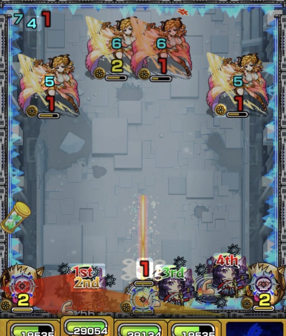 ステージ1の2手目:かちリンを処理し、リンネの友情でハトホルにダメージを与える