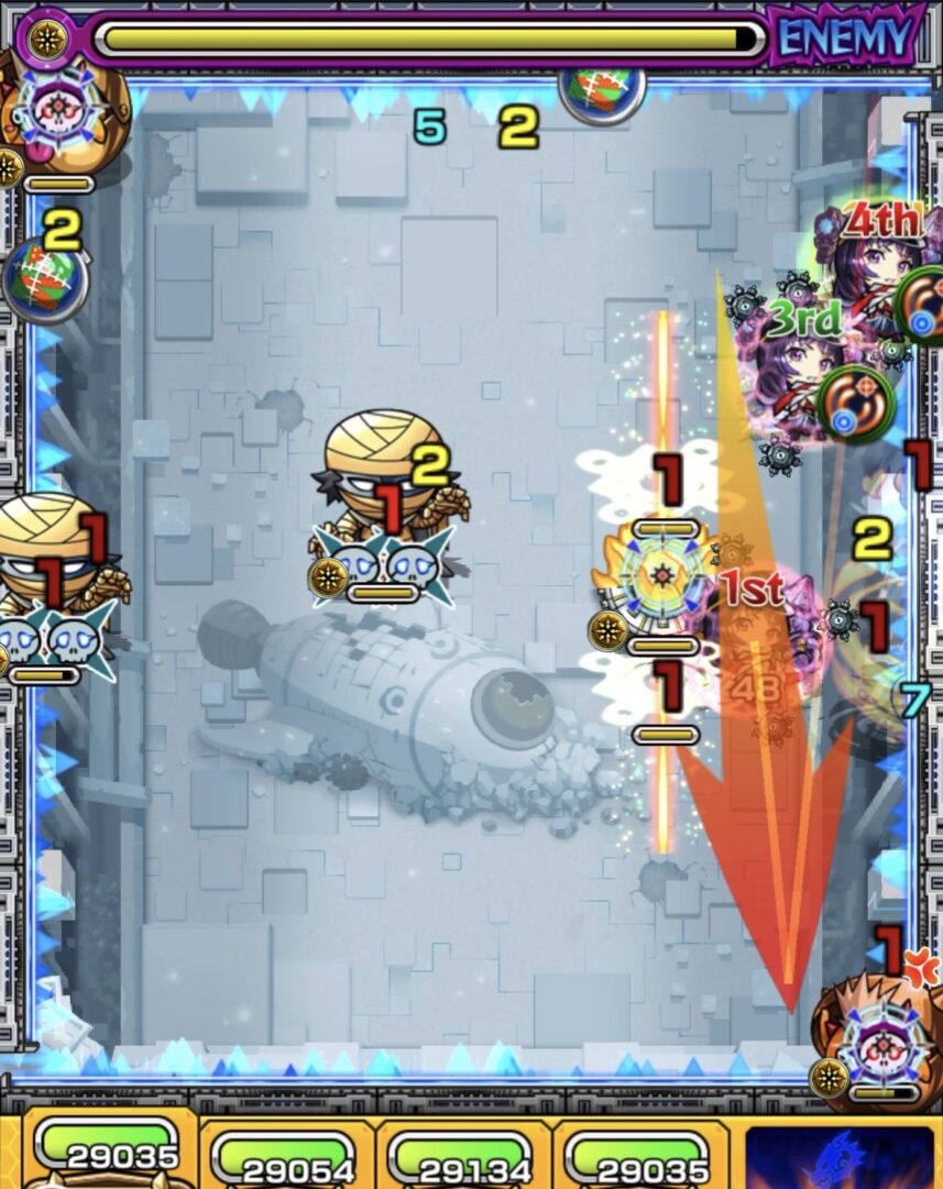 ステージ4の4手目:かちリンを処理し友情を誘発するが、攻撃力アップがなくゾンビを削り切れない場面