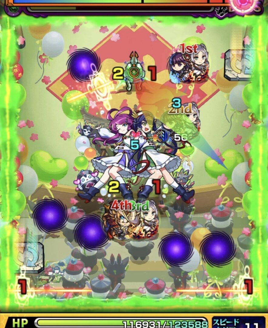 ボス2でボスとビットンのあいだを狙うも、ダメージが伸びなかった場面