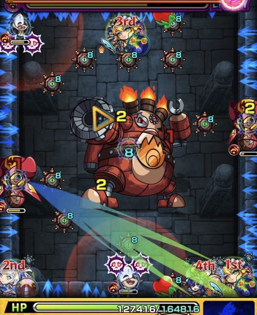 地雷を回収しながらハンシャイン経由で中ボスの弱点を攻撃して撃破する立ち回り