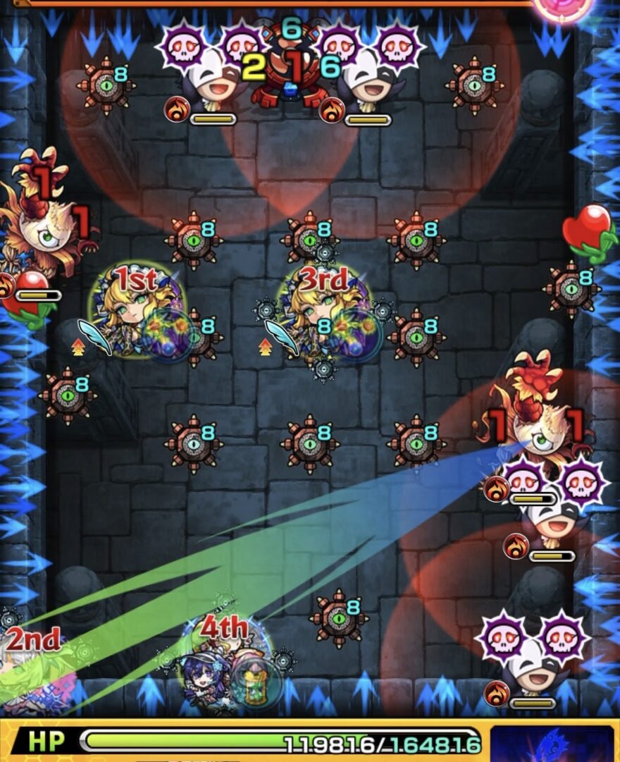 地雷所持でタマネギヘッド2体を同時処理してステージ3を突破する場面