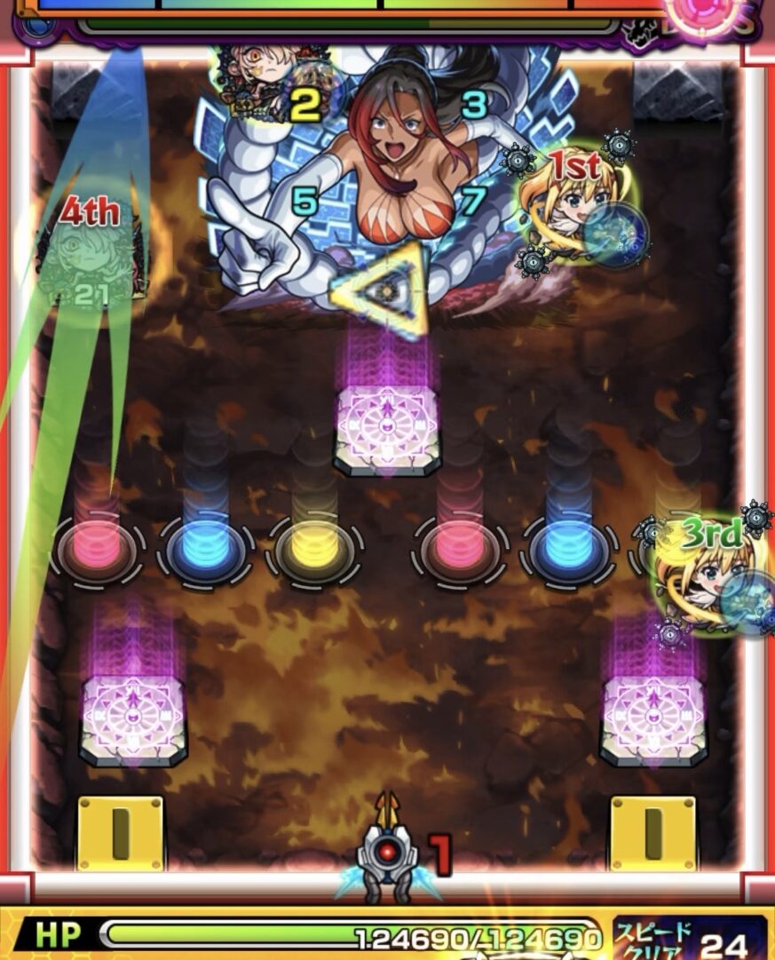 ボス2でテレポトンネルを経由して壁3面を狙うも2面ふれて黄色状態になりダメージを出せなかった場面