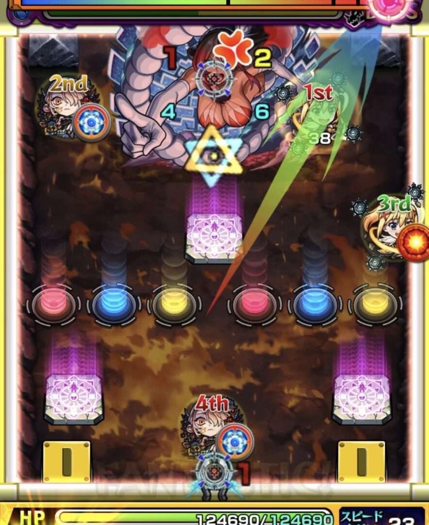 ボス2でテレポトンネルを利用してエナジーを2個取得し弱点攻撃でボスを撃破する場面