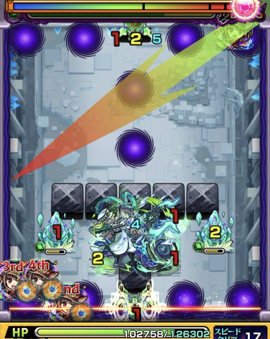 コキュートスの星墓ボス2の初手でセンサー後に挟まりを狙うも失敗しクリスタルのみ破壊してダメージが出なかった場面