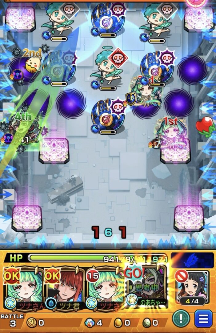 桃源郷の星墓ステージ3の初手でギャラクシーの気弾に注意しながらSSを使い味方に触れてSS短縮を行う場面