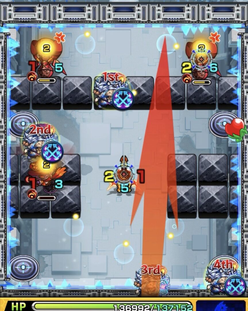 ニギミタマの星墓ステージ1でフォトン不足によりハンシャインにダメージを与えられなかった場面