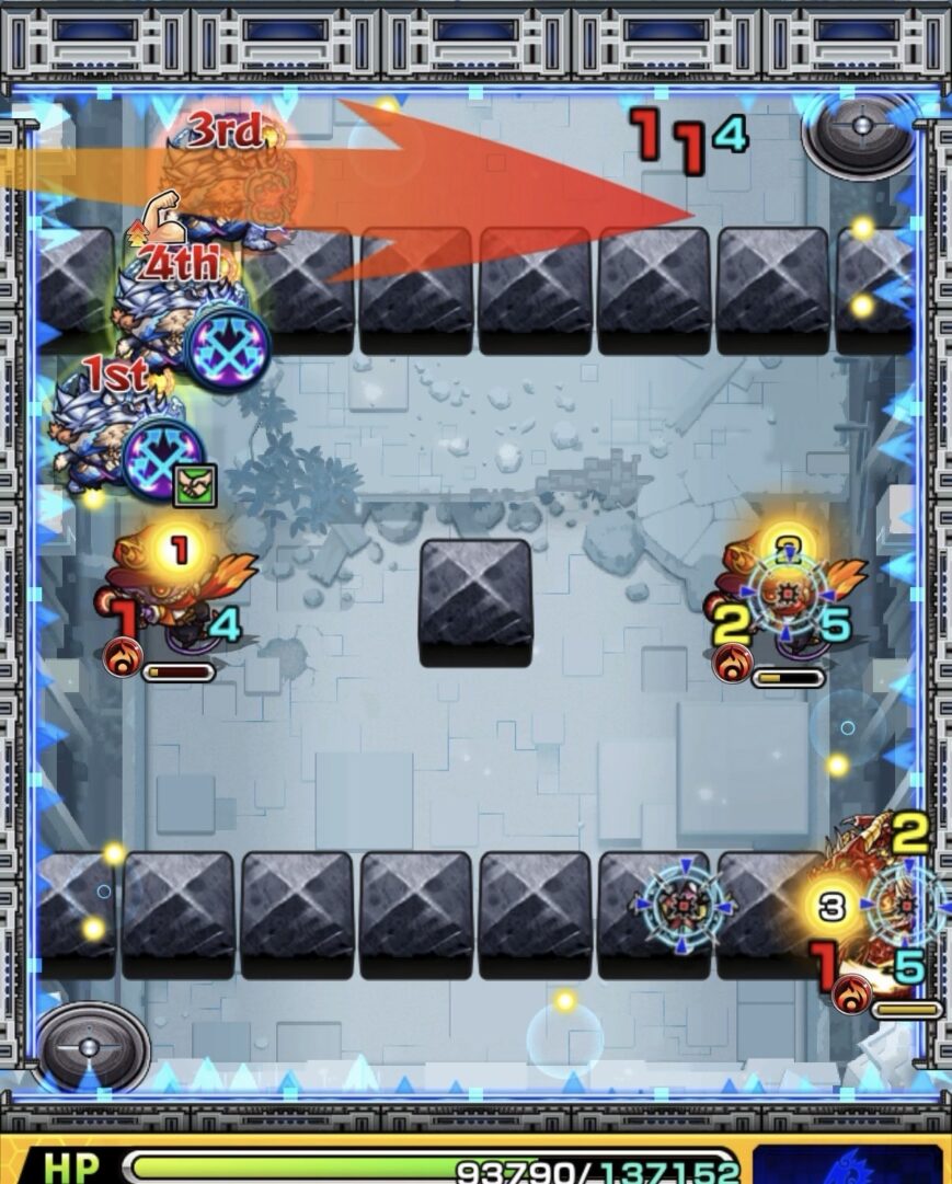 ニギミタマの星墓ステージ2でフォトンを回収してガンマンに付与し処理した場面