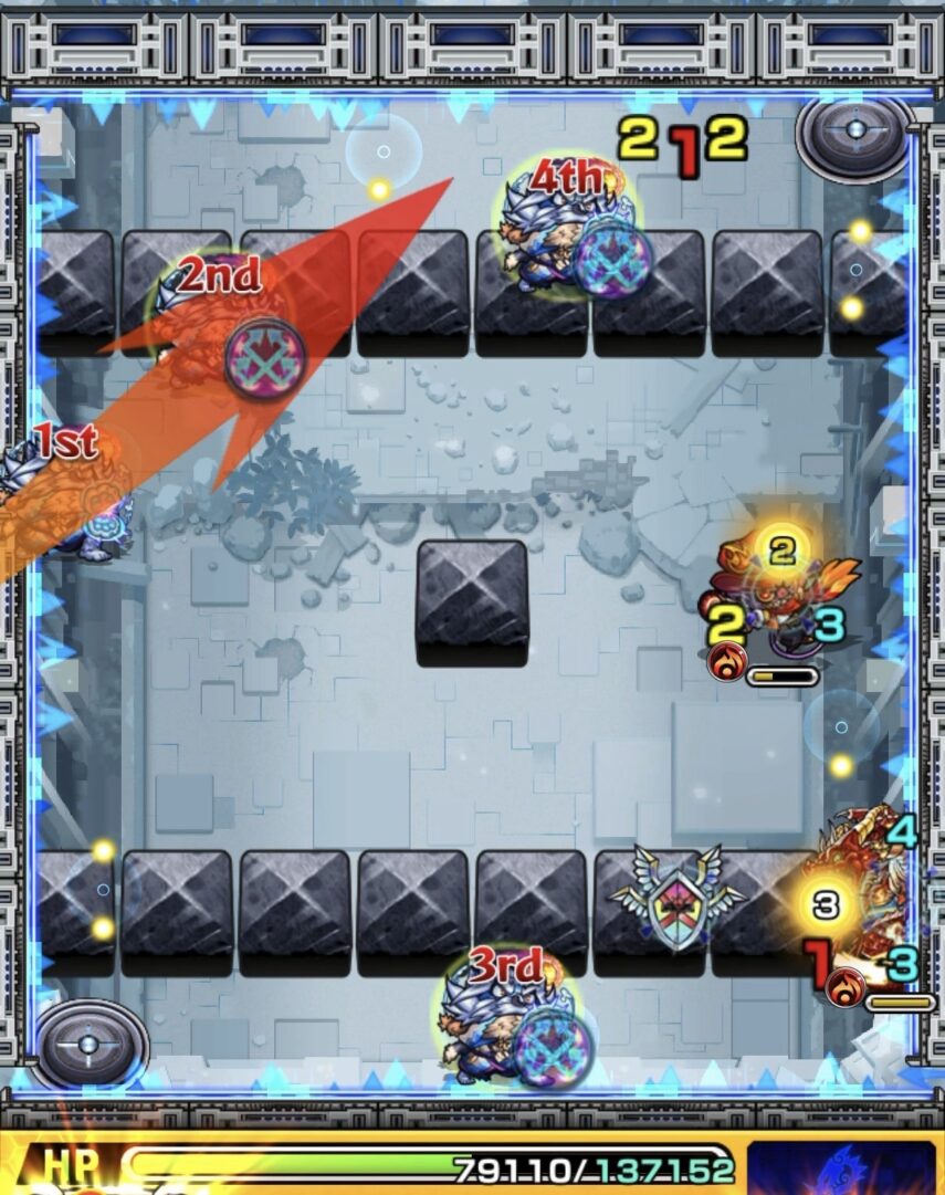 ニギミタマの星墓ステージ2で壁反射とフォトン回収からガンマンを処理した場面