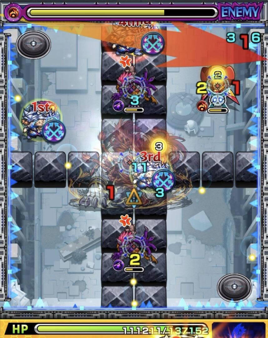 ニギミタマの星墓ステージ3でフォトン付与からハンシャインを処理しクロスドクロ発動でフェンリルが出現した場面