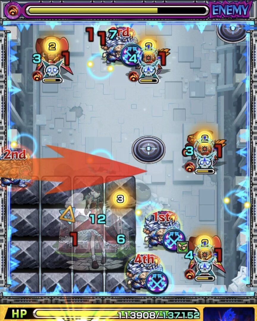 ニギミタマの星墓ステージ4でフォトンを付与してハンシャインのHPを削った場面