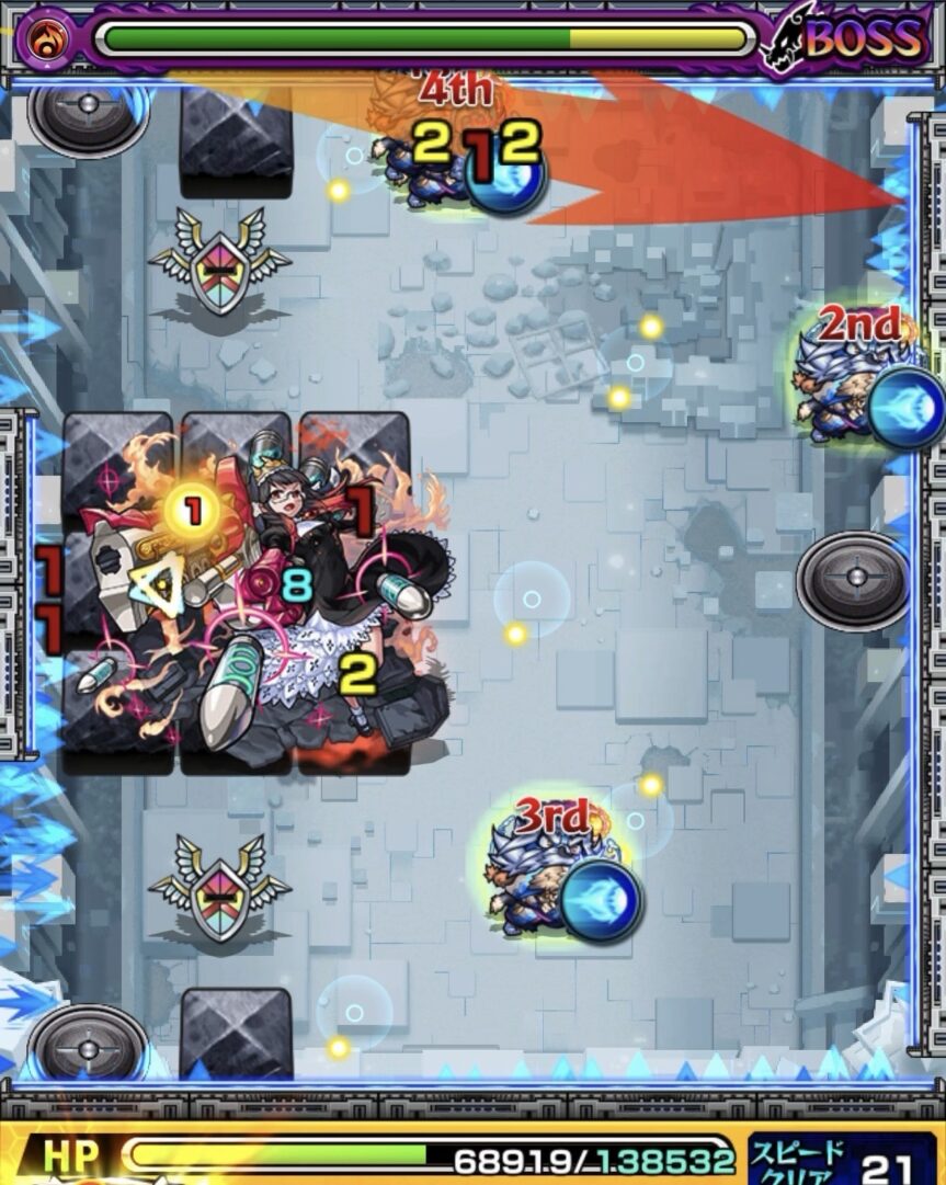 ニギミタマの星墓ボス1でフォトン付与後に攻撃するも十分なダメージを与えられなかった場面