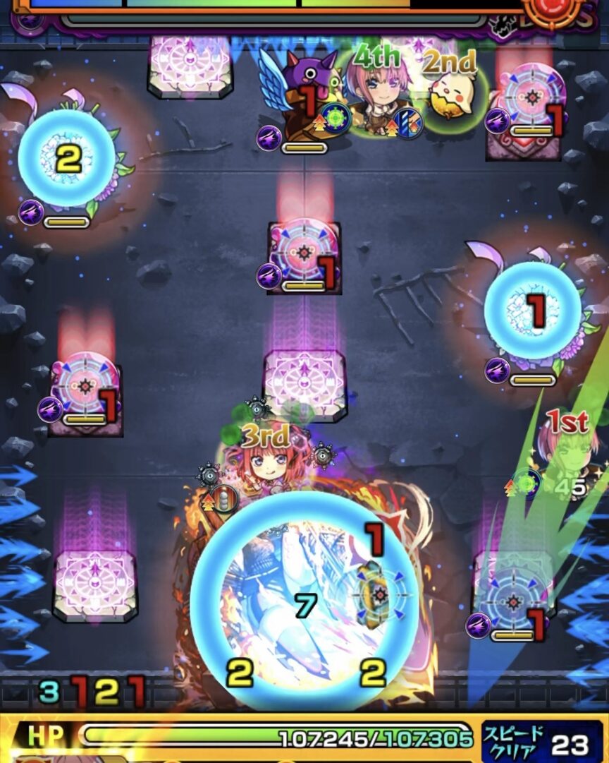 ボス1でクレシェンドアタック対策としてぷよリンを優先処理するもSS遅延を受けた初手の立ち回り解説画像