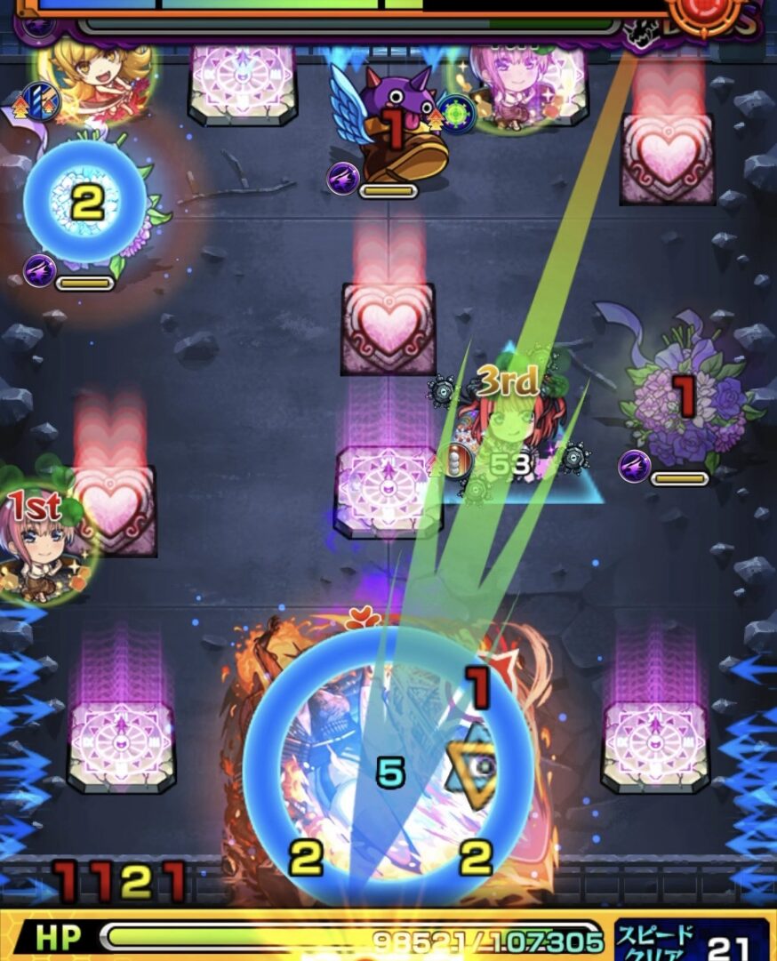 ボス1で反撃解除から再狂化し加速を利用して弱点攻撃でダメージを与えるも怒り攻撃で被弾した3手目の立ち回り解説画像