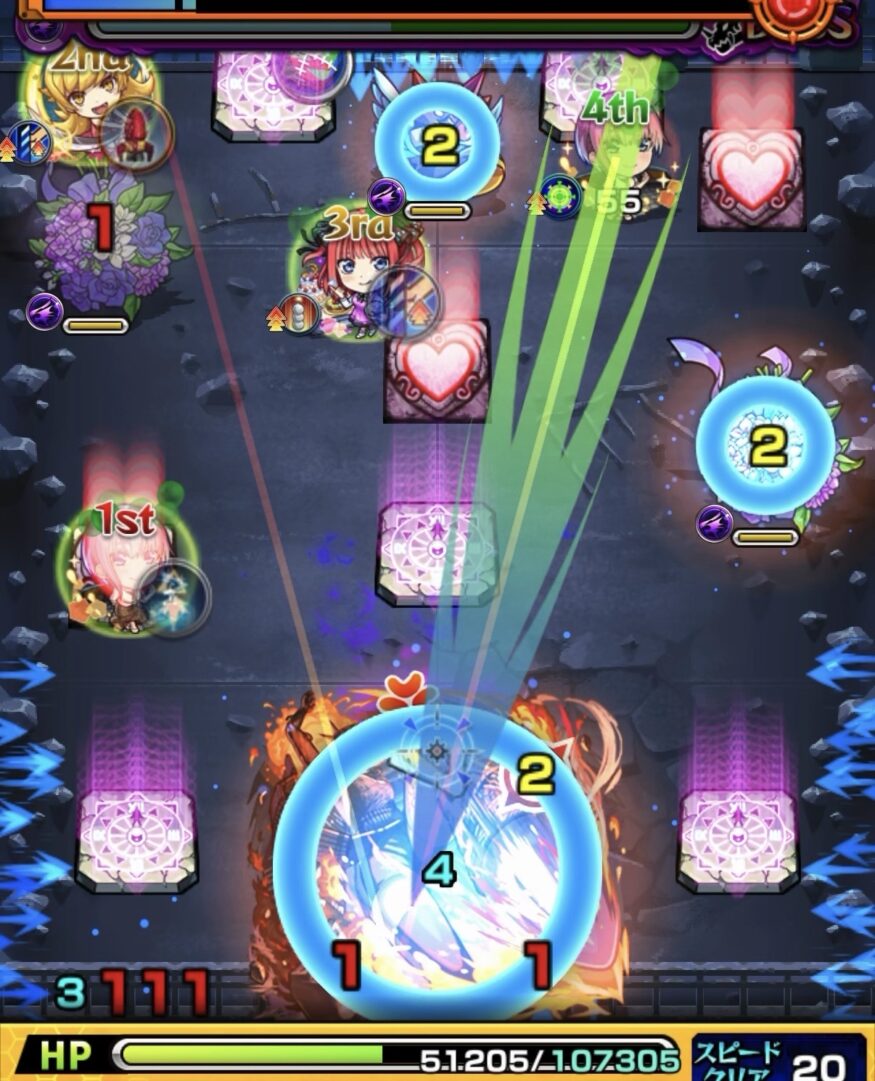 ボス1で反撃解除から再狂化し加速を利用してボス弱点に大ダメージを与えた4手目の立ち回り解説画像